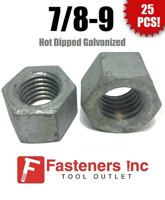 250 écrous Hexagonaux Acier Galvanisé 7/16-14 Grade 2 - Pour Boulonnerie, DIY