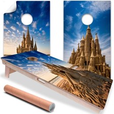Sand Castles Beach House Cornhole Wraps Stickers Cornhole Skins Cornhole Wraps