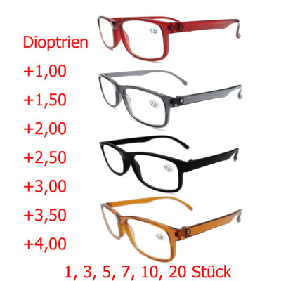 5-7-10-20 Stk.  Lesebrille Lesehilfe 4 Farbe Unisex Set wahl Etui