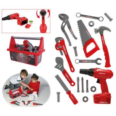 KS TOOLS WERKZEUG-BOX FÜR KINDER Bohrer, Akkuschrauber, Zange, Hammer,Säge,...