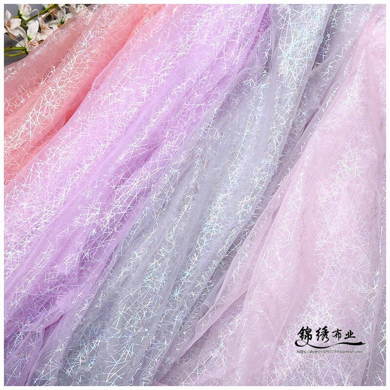 1 M Geometric Lines Mesh Fabric Shiny Messy Tulle Dress Sewing Crafts Props - Imagem 4 de 4