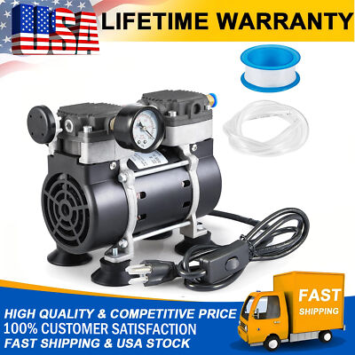 #ad Oilless Vacuum Pump 50L Min with Switch Oilless Diaphragm Vacuum Meter Silencer $105.99