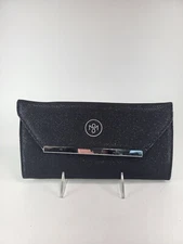 YLS Young Living Savy Black Clutch Magnetic Closure Chain Sholder Strap