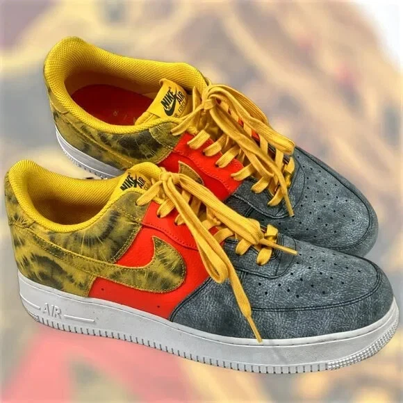 Nike Air Force 1 '07 LV8 Tie-Dye Dark Sulphur Men’s CZ0337-700 Pre-Owned VG+++