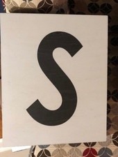 Wooden Alphabet Letter "S" Black Lettering Sign Gray Backdrop 14" BRAND New