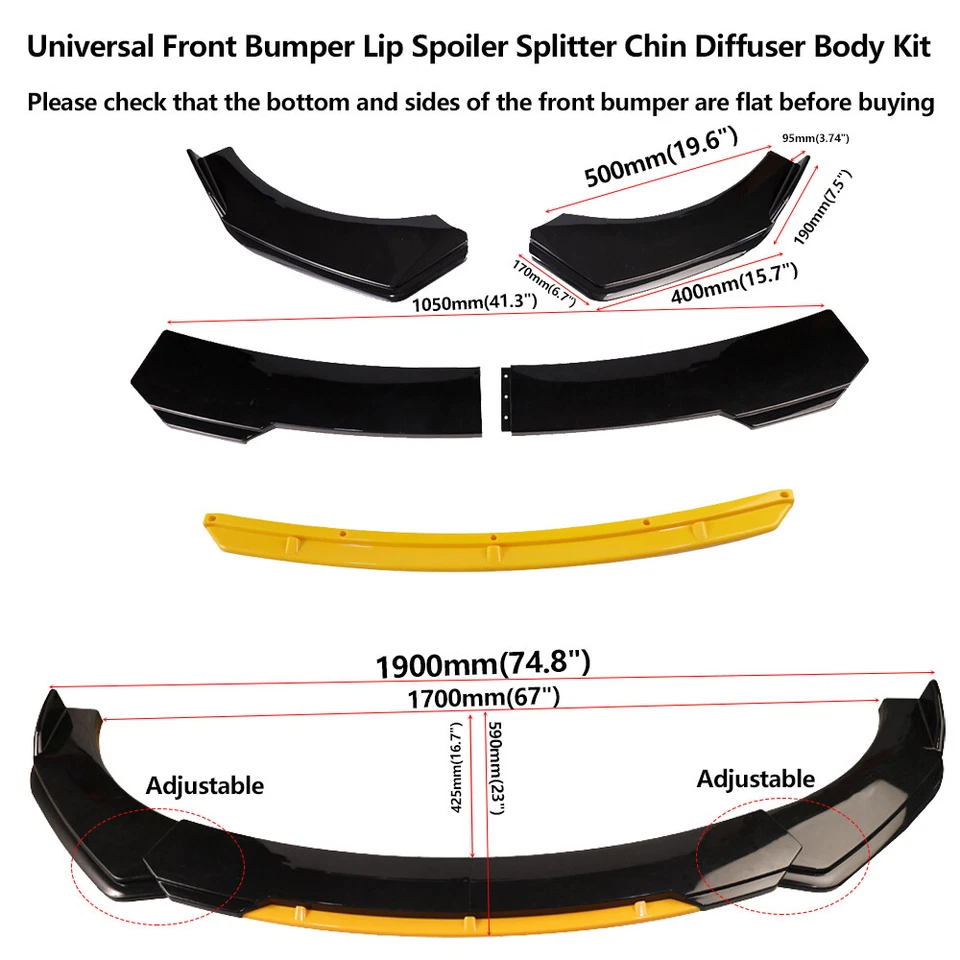 Front Bumper Lip Side Skirt Rear Bumper Lip Strut Rods For Volvo Black Yellow Foto 2 de 4
