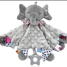 Newborn Baby Security Lovey Blanket Elephant with Tags Teether Rattles Soft