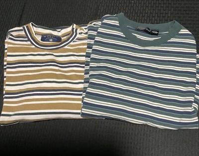 CZ Basics & Anchor Blue Shirts Mens M Multicolor Striped Lot Of 2 Tees Casual