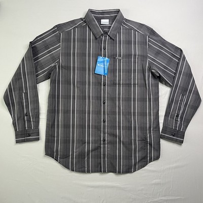 Columbia Shirt Mens Medium Gray Rogers Peak Striped Long Sleeve Button Down NWTs
