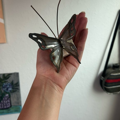 MCM Kunst Zinn Schmetterling Skulptur 2" weißer Steinsockel - einige Gebrauchsspuren und Patina - Bild 9 von 11