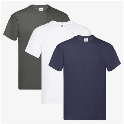 Fruit of the Loom Herren Freizeit T-Shirt 3er Pack Uni Baumwolle Neutral Work Tee