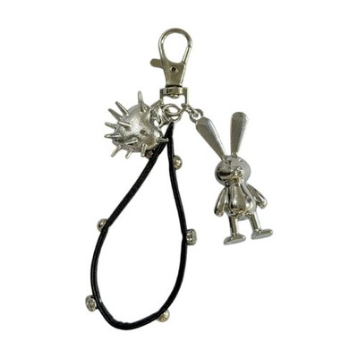 Adorable Rabbit Keyring With Heart Design Fashionable Alloy Purse Accessory