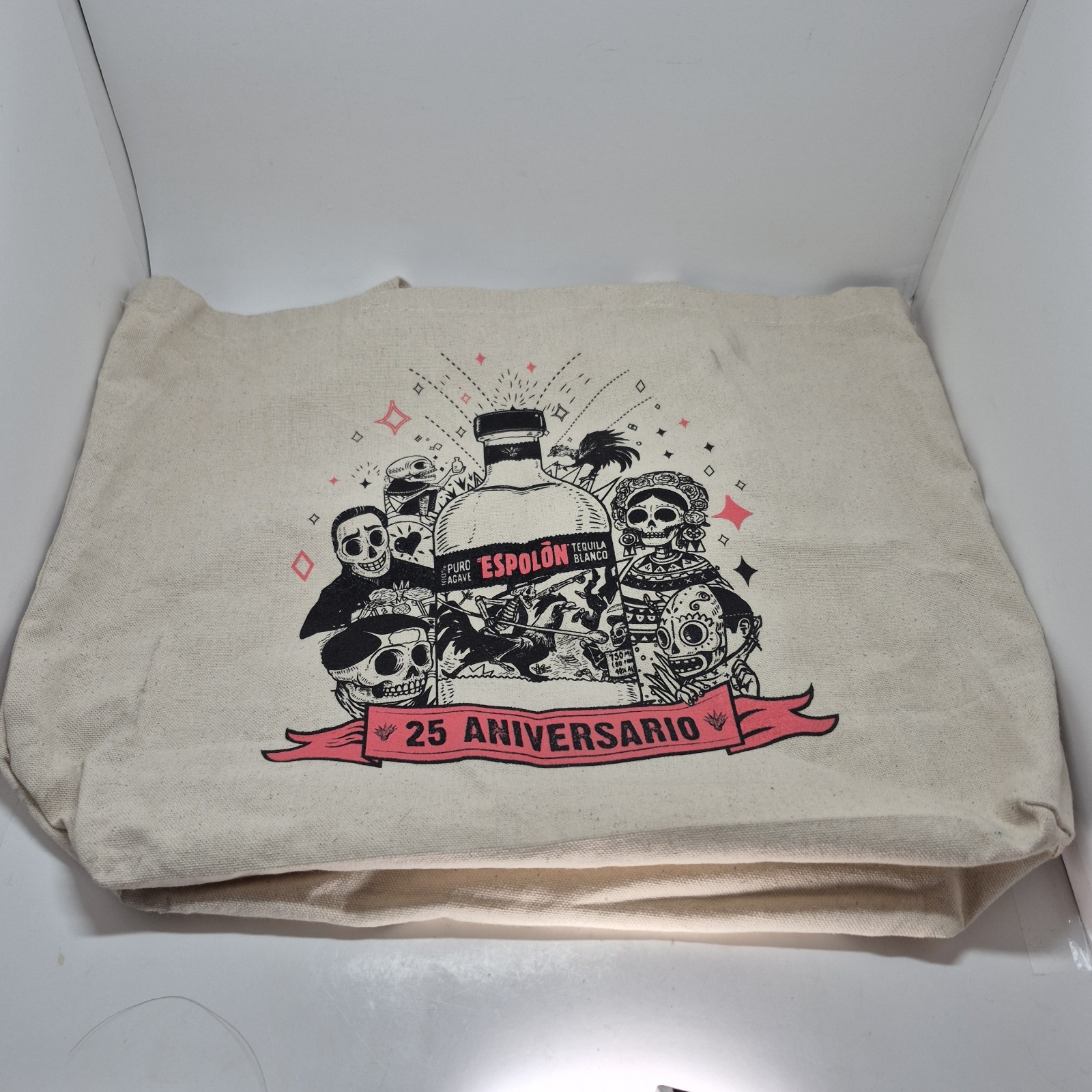 Nwt Espolon Tequila 25th Day Of Dead Skeleton Canves Tote Bag Reusable