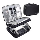 Electronic Organizer Travel Case, Double Layers Electronics Travel Black