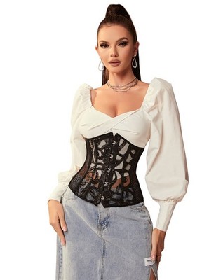 Größe 10-18 Damen Sexy Korsett Überbrust Baskisch Bustier Lady Dessous Kleid
