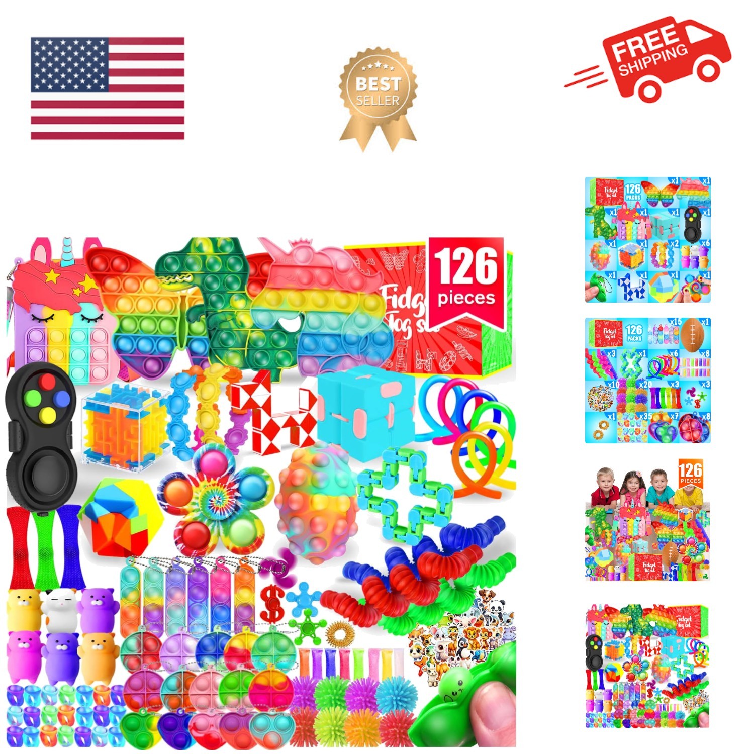 , 126 Pack Party Favors For Kids 8-12 4-8, Sensory Toys Bulk Autis...