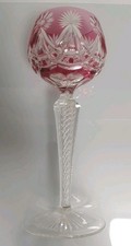 Überfangglasrömer, Blau, Weinglas, Val st Lambert, Baccarat, St Louis, H-19,5cm.