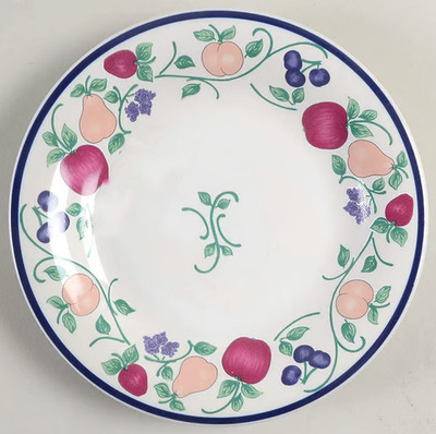Princess House #264 Orchard Medley Ceramic Dinner Plates 7 6/8  Set of 4