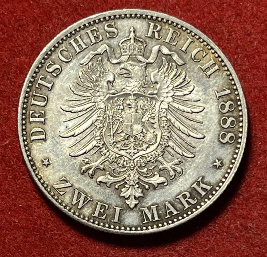 Prussia 2 Mark 1888 A Silver Coin Wilhelm I KM#510 T8513 - Image 2 of 2