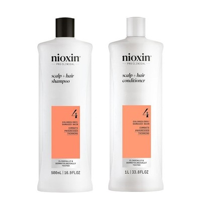 Nioxin System 4 Cleanser Shampoo and Scalp Therapy Conditioner  33.8oz Set NEW