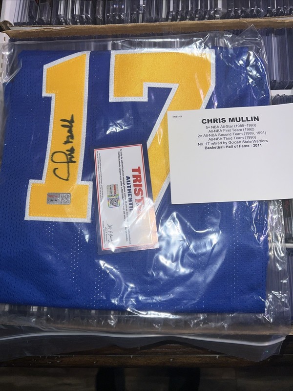 Chris Mullin Signed #17 Golden State Blue Basketball Jersey (TriStar)