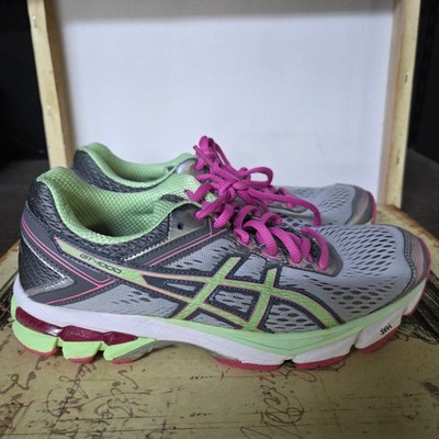 Size 7.5 Asics GT-1000 4 Women's Sneakers Silver-Pist.Green/Pk Running Shoes