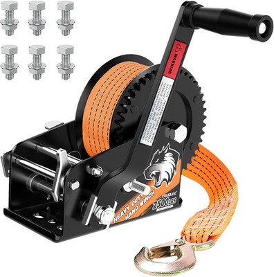 2500 Lbs Boat Trailer Winch 23ft Strap 2-Way Ratchet Heavy Duty ATV RV Jet Ski