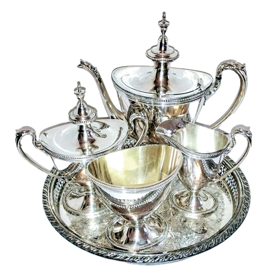 Juego de té plateado vintage de 1930 Wilcox International Silver Co "Marie Louise" Foto 4 de 4