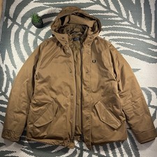 Fred Perry Herren Parka Jacke mit Kapuze Beig...
