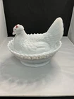 WestMoreland White Milk Glass Split Tail Hen On Nest 7.5” Vintage Farmhouse