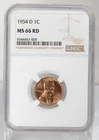 Certified 1954-D Lincoln Cent NGC MS66 Red Wheat Penny 1c
