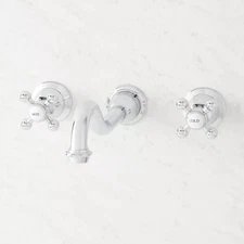 Signature Hardware Ballantine Wall Mount Bathroom Faucet Cross Handles Chrome 