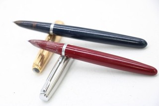 F x2 Vintage Parker 51 Fountain Pens Inc Gold Tone Cap Blood Red Etc