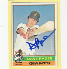 Autographed Dave Rader Giants 1976 signed