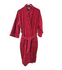 Vtg Bill Blass Heavy Weighy Terry Bathrobe Robe One Size Burgundy Red Cozy