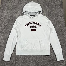 Abercrombie Fitch Women's Size L White Hoodie Sweatshirt Y2K Vintage Spellout