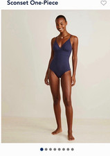 Vineyard Vines Sconset One-Piece Swimsuit Navy/White Colorblock Spaghetti M
