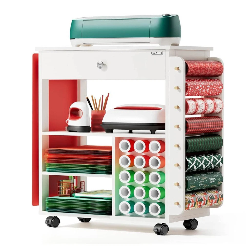 Crafit Bastelwagen und Organizer Tisch Kompatibel mit Cricut, Rollende