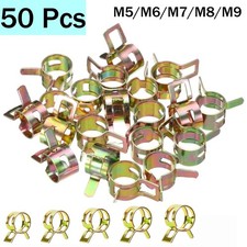 50Pcs Spring Band Hose Clamps Assortment Kit 5 Sizes Fuel Line Hose 65MN