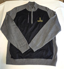 FootJoy FJ Golf Tech Sweater Men's Large Wool Blend 1/4 Zip Black / Gray