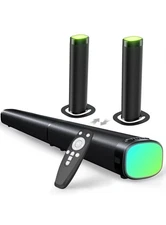 Sound Bar,100W Sound Bar for Smart TV with 3 RGB Lights Modes, Bluetooth Black