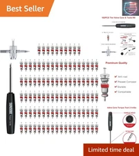 Effortless Tire Maintenance: 102PCS Valve Core Kit with Torque Tool & 4-Way Tool