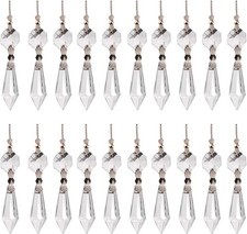 20pcs Clear Crystal Chandelier Icicle Prisms Lamp Candelabra Replacement Parts