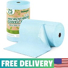 Microfiber Cleaning Cloths Roll 75 Pack 12x12 Inch Lint Free Tear Away Design,