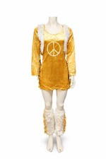 Hippie Kostüm Damen XS Flower Power 70er mit Stulpen Neu Top Vintage Kostüm