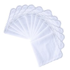 White Handkerchiefs Premium 60s Cotton scalloped Hankies 11 Inches