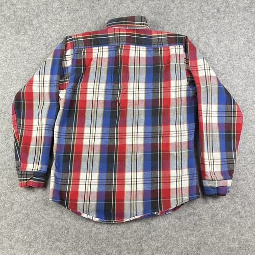 Vintage Five Brother Shirt Mens Medium Red Blue Plaid Flannel Union Made USA 90s - Picture 5 of 12