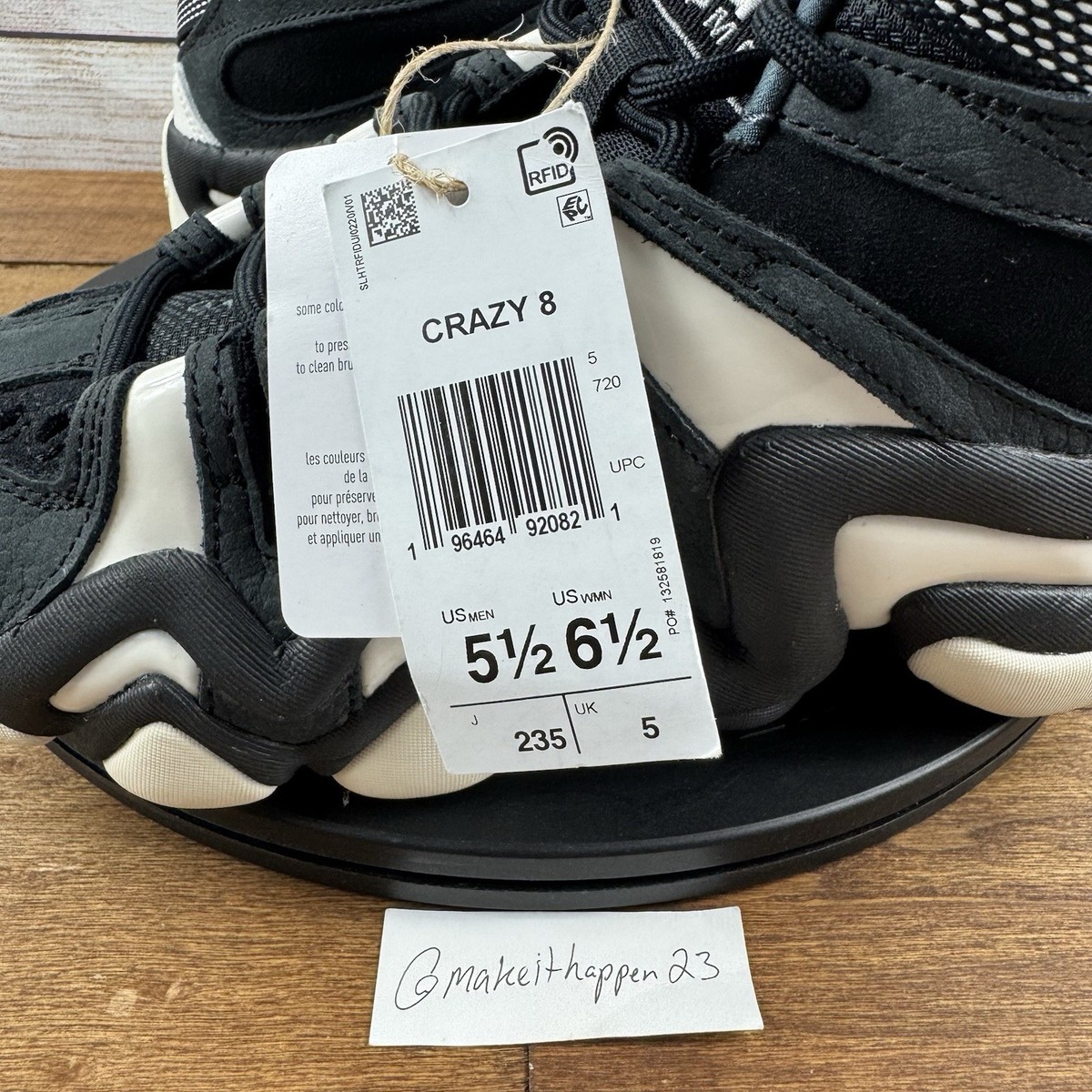 Adidas Crazy 8 2023 Black White Basketball IF2448 Men Size 5.5