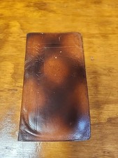Cameo Brown Leather Checkbook Cover Wallet Bifold Card Holder Organizer Vintage