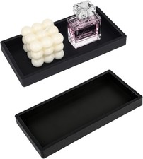 2Pcs Black Silicone Tray Bathroom Vanity Tray Silicone Countertop Trays